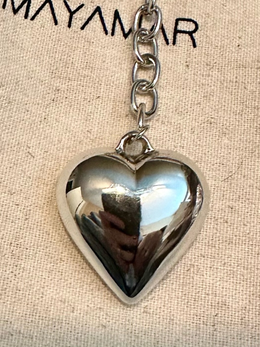Mayamar NWT Puffy Heart Wrap Necklace / Belt - Silver (Model MM-01436)
